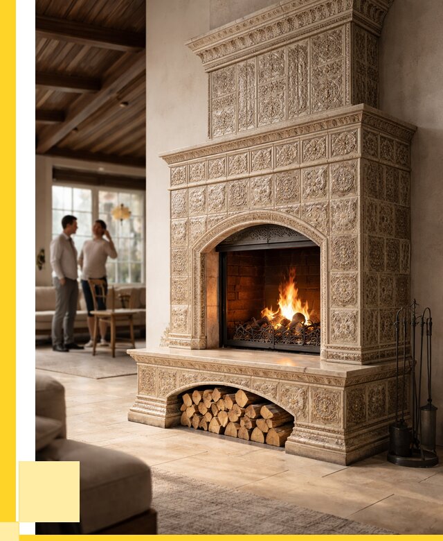 Купить изразцовый камин в Сердобске от 252775 р. | ЭриданСрд