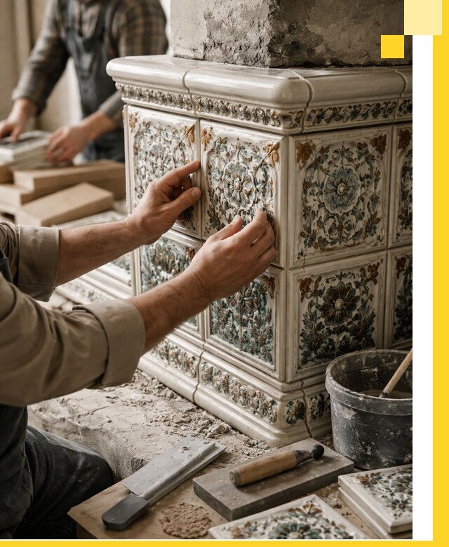 Изразцовые камины под ключ в Сердобске: проект и монтаж