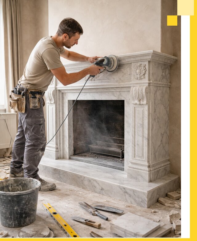 Изготовление и установка мраморных каминов в Сердобске под ключ