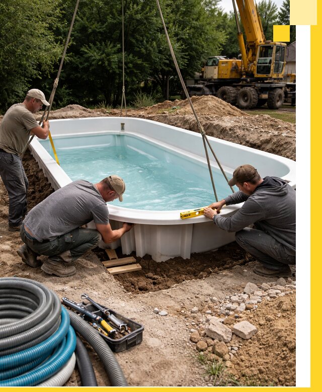 Установка и монтаж композитных бассейнов под ключ в Сердобске