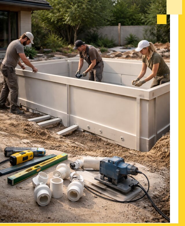 Установка полипропиленовых бассейнов под ключ в Сердобске