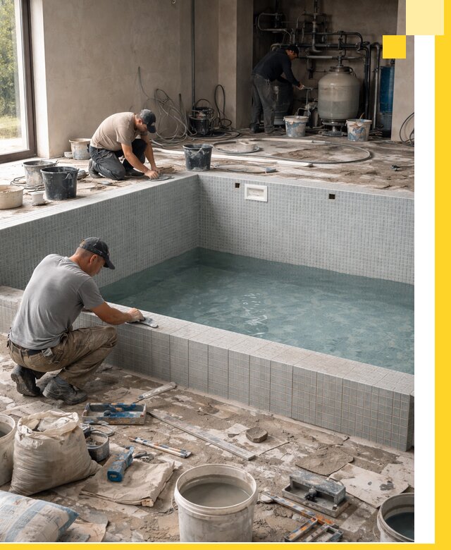 Строительство и монтаж бассейнов в помещении в Сердобске