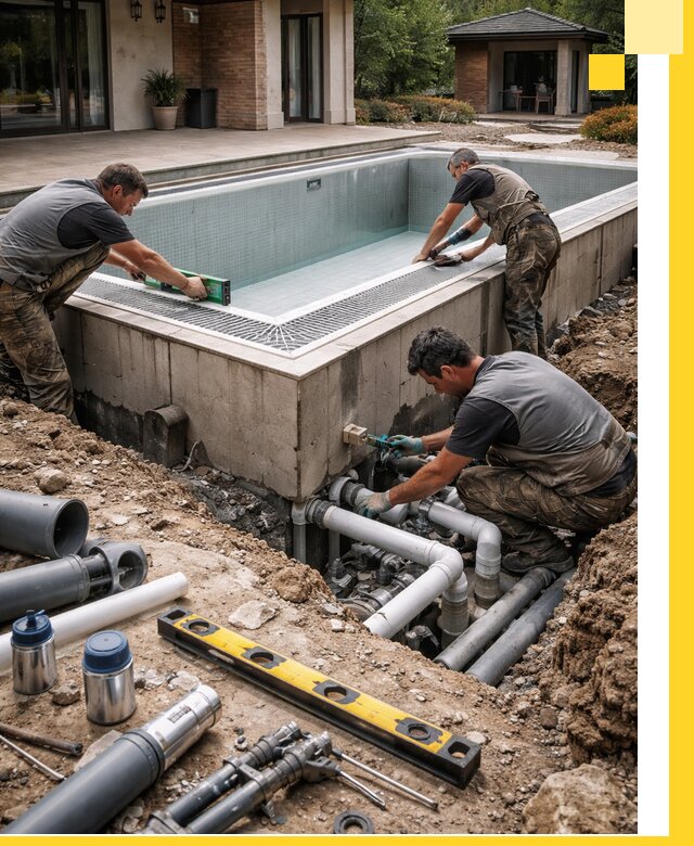 Строительство переливных бассейнов в Сердобске под ключ