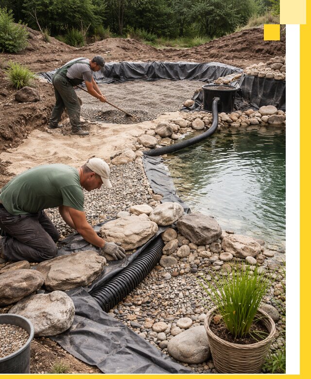 Строительство природных бассейнов и озер в Сердобске под ключ
