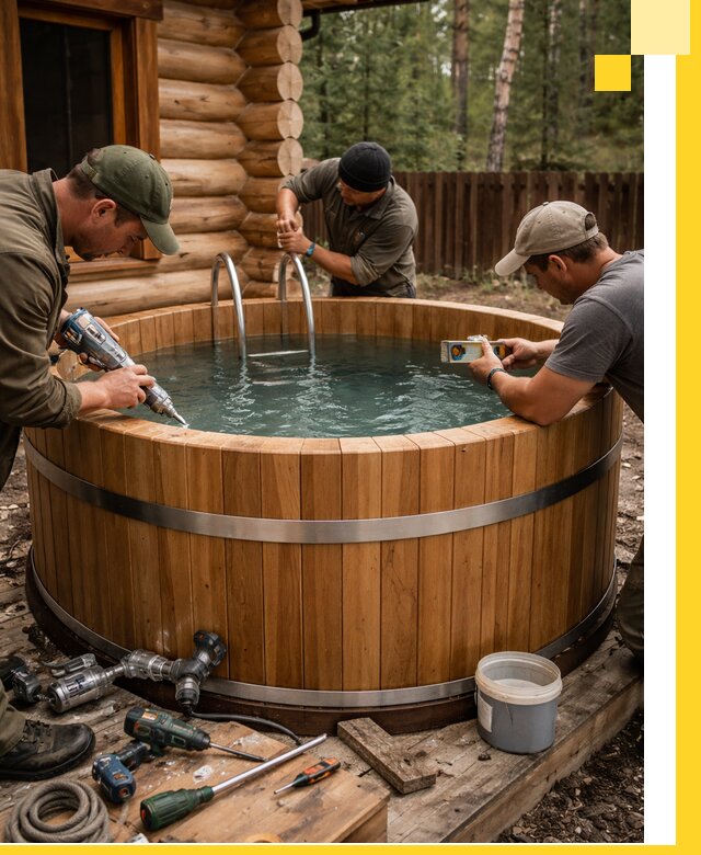 Строительство бань с купелью под ключ и отделкой в Сердобске