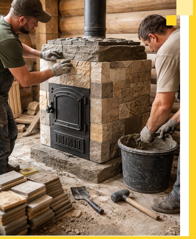 Облицовка банной печи под ключ в Сердобске: камень и плитка