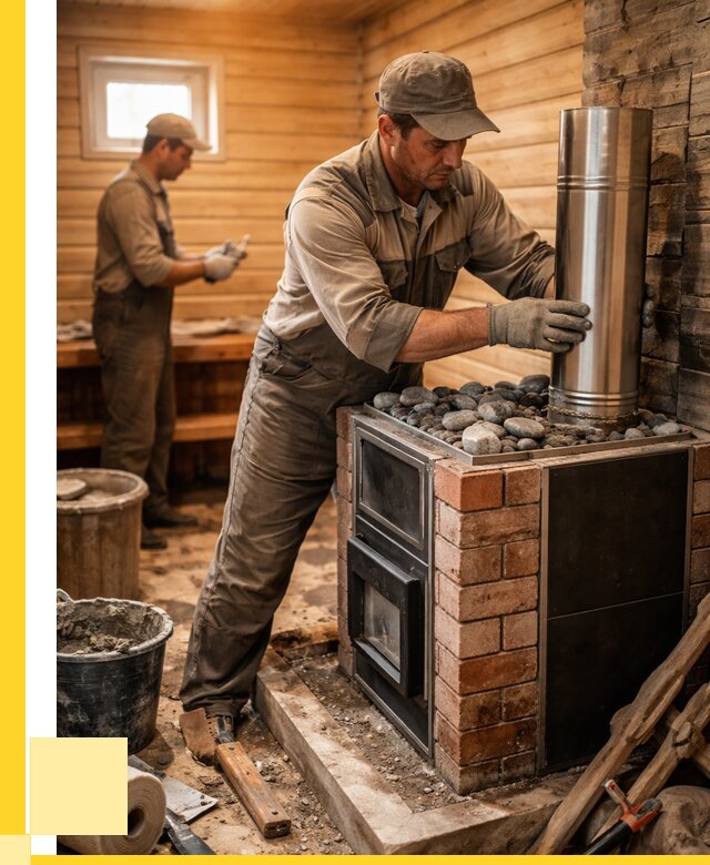 Монтаж печи в бане под ключ в Сердобске от 20222 р. | ЭриданСрд