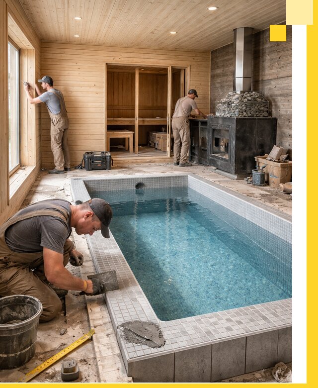 Проект бани с бассейном и сауной в Сердобске под ключ