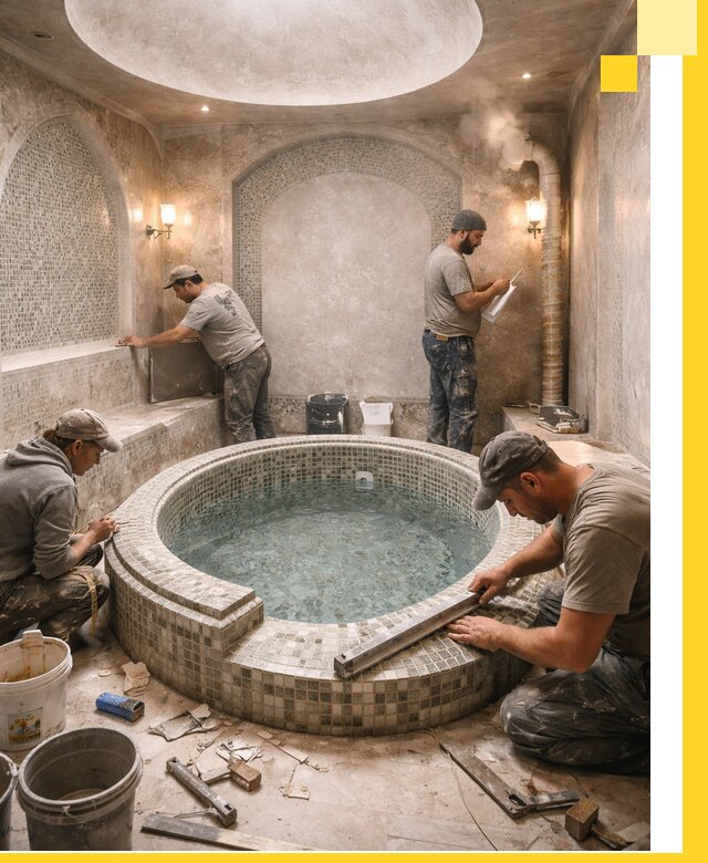 Профессиональное строительство хамама с бассейном в Сердобске под ключ